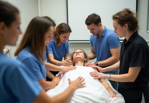 Students participating in a clinical skills workshop.